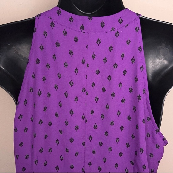 SMALL WORTHINGTON PURPLE SLEEVELESS BLOUSE FLOWY RUFFLE HALTER - Picture 6 of 12
